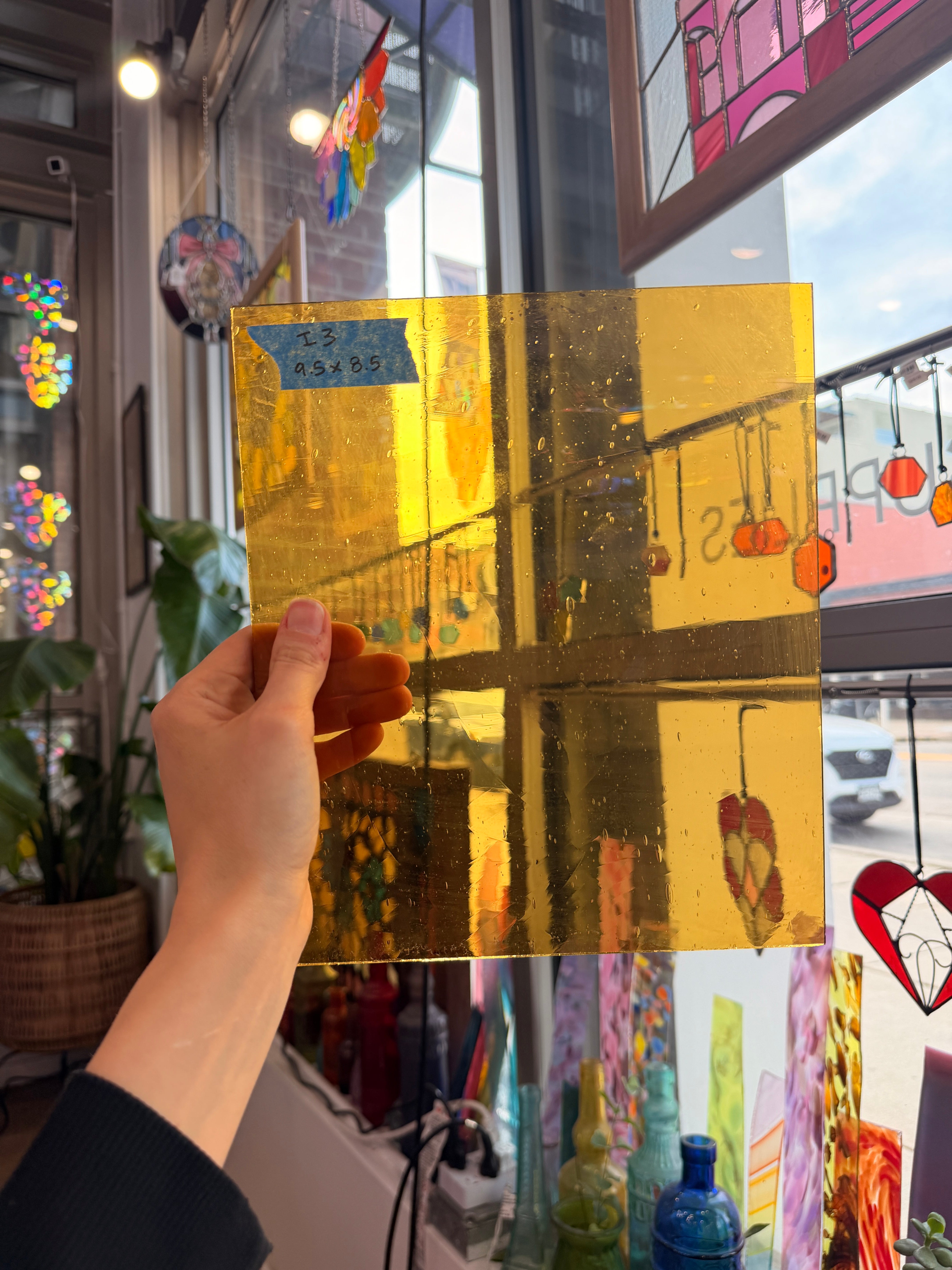 Yellow Mouth Blown Sheet Glass Colorado Glassworks