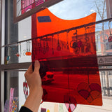 Red Orange on Clear Mouth Blown Flash Glass Sheet Glass Colorado Glassworks