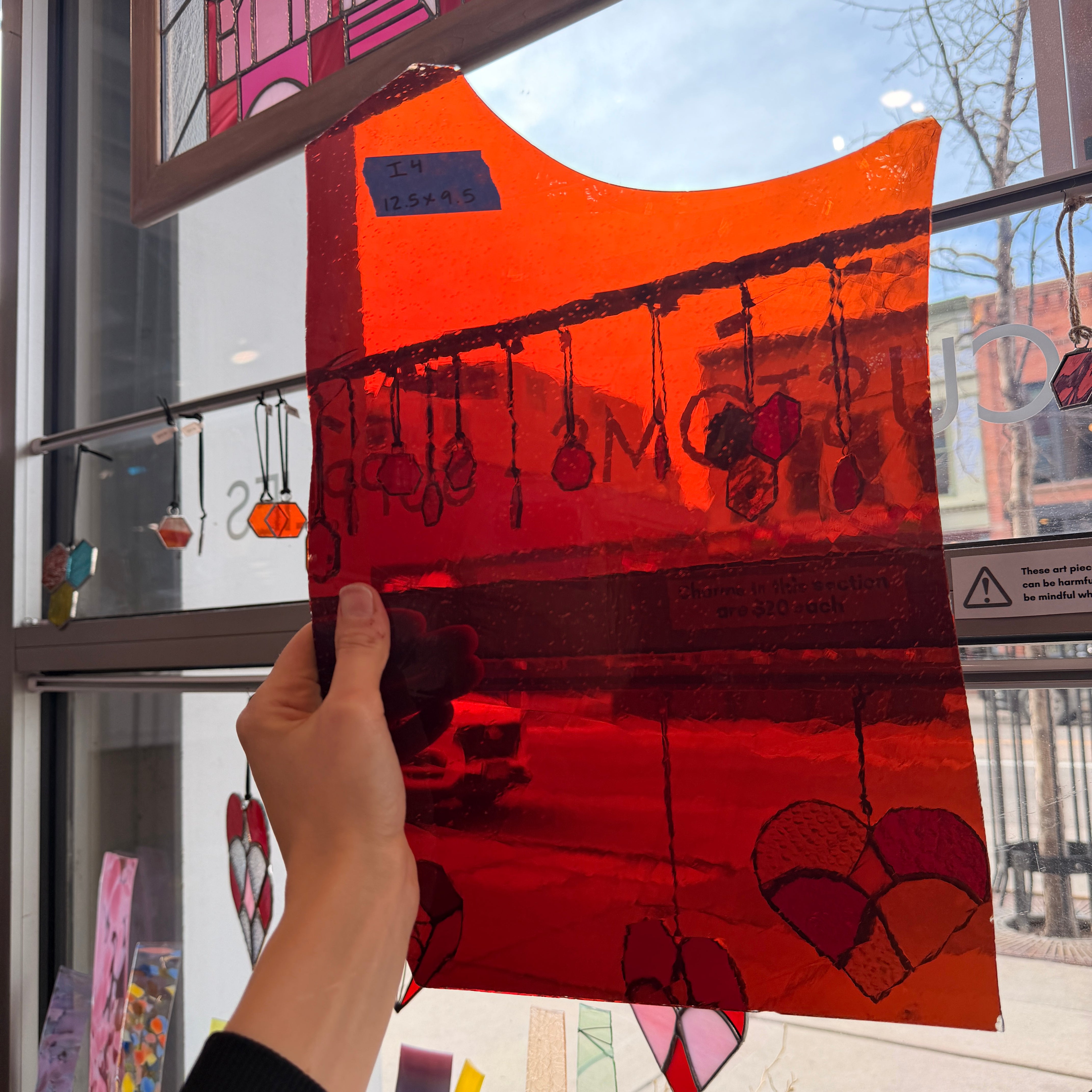 Red Orange on Clear Mouth Blown Flash Glass Sheet Glass Colorado Glassworks