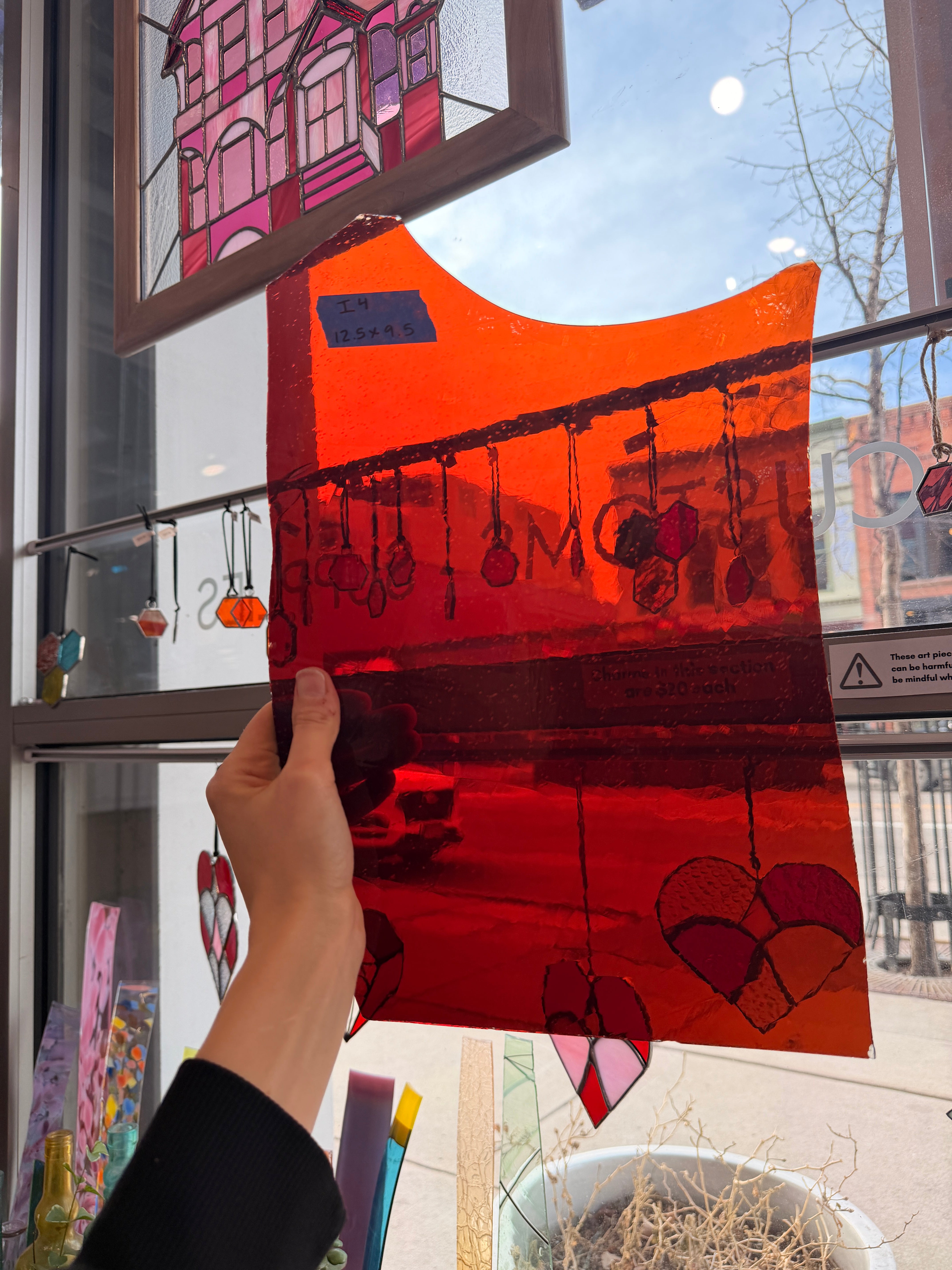 Red Orange on Clear Mouth Blown Flash Glass Sheet Glass Colorado Glassworks