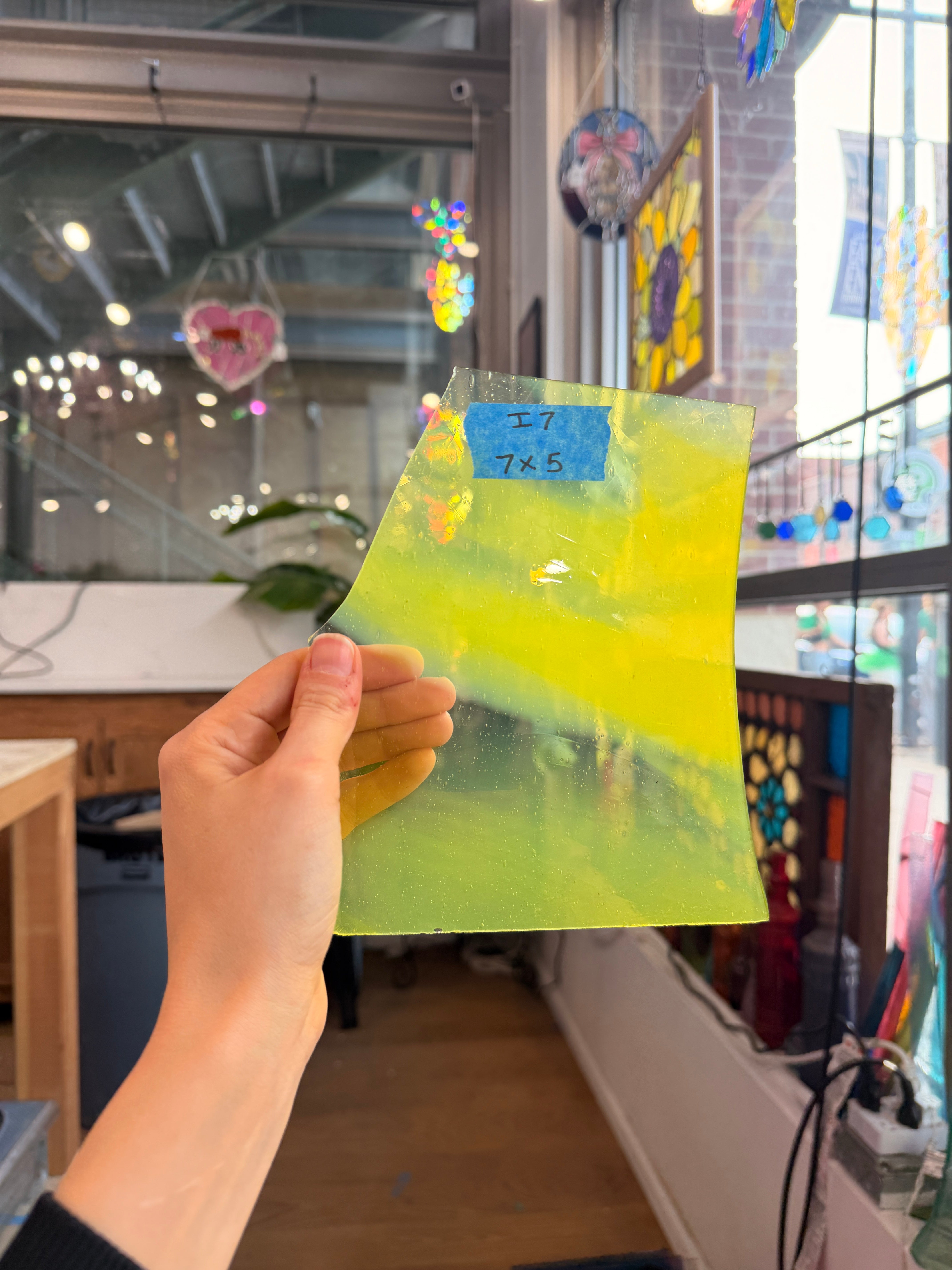 Neon Vintage Mouth Blown AC Fischer Sheet Glass Colorado Glassworks I7 (7x5in)