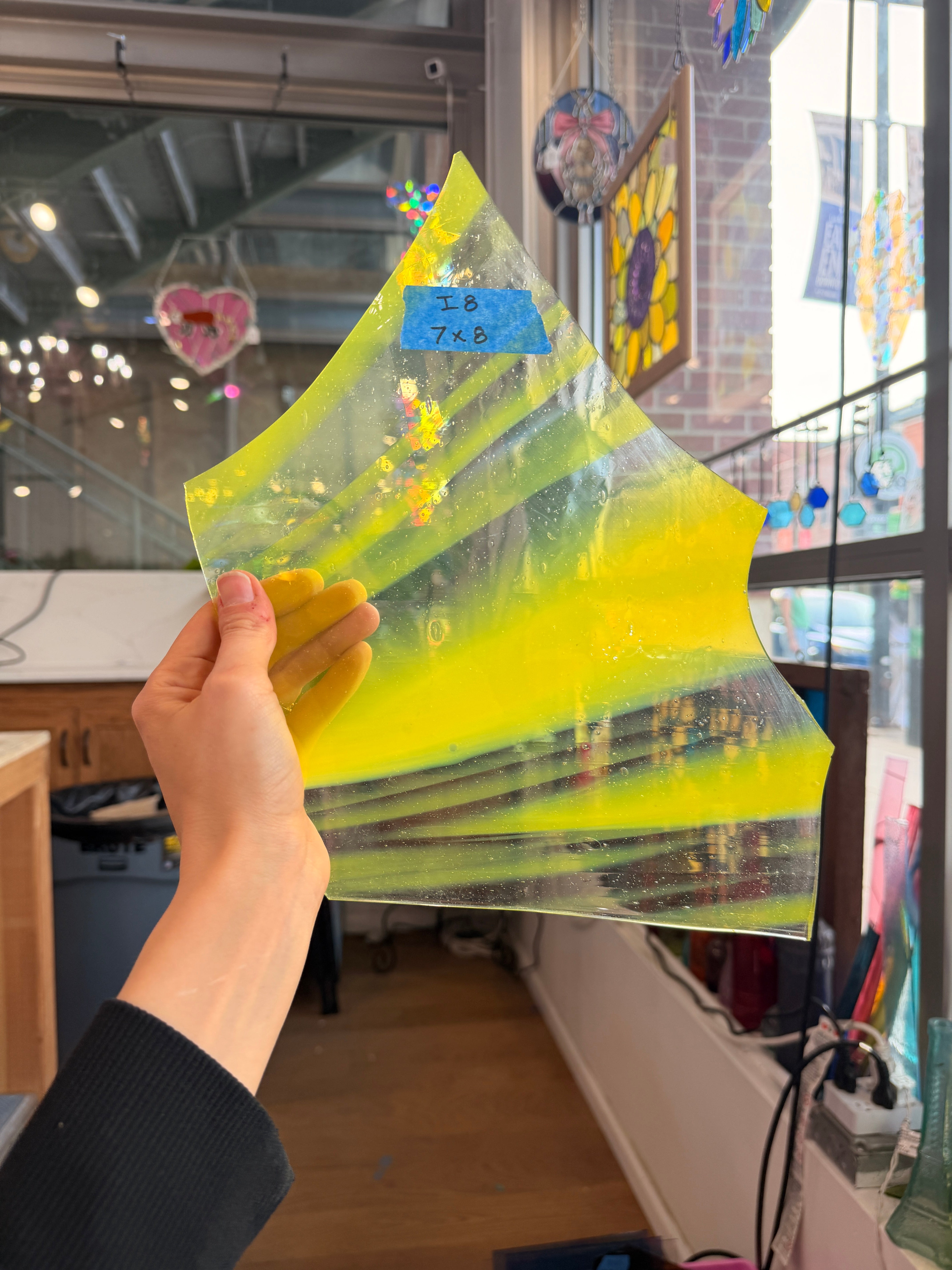 Neon Vintage Mouth Blown AC Fischer Sheet Glass Colorado Glassworks I8 (7x8in)