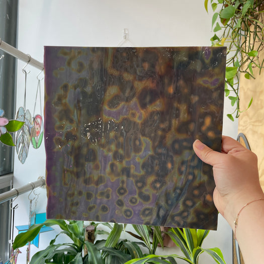 Silver & Purple Mottled Bullseye Sheet Glass Colorado Glassworks