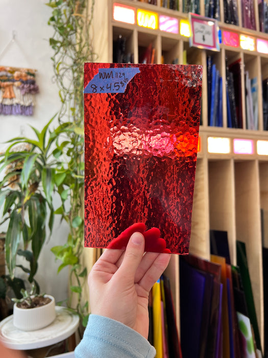Cranberry Pink Transparent English Muffle Wissmach Sheet Glass Wissmach WM1129 (8x4.5in)