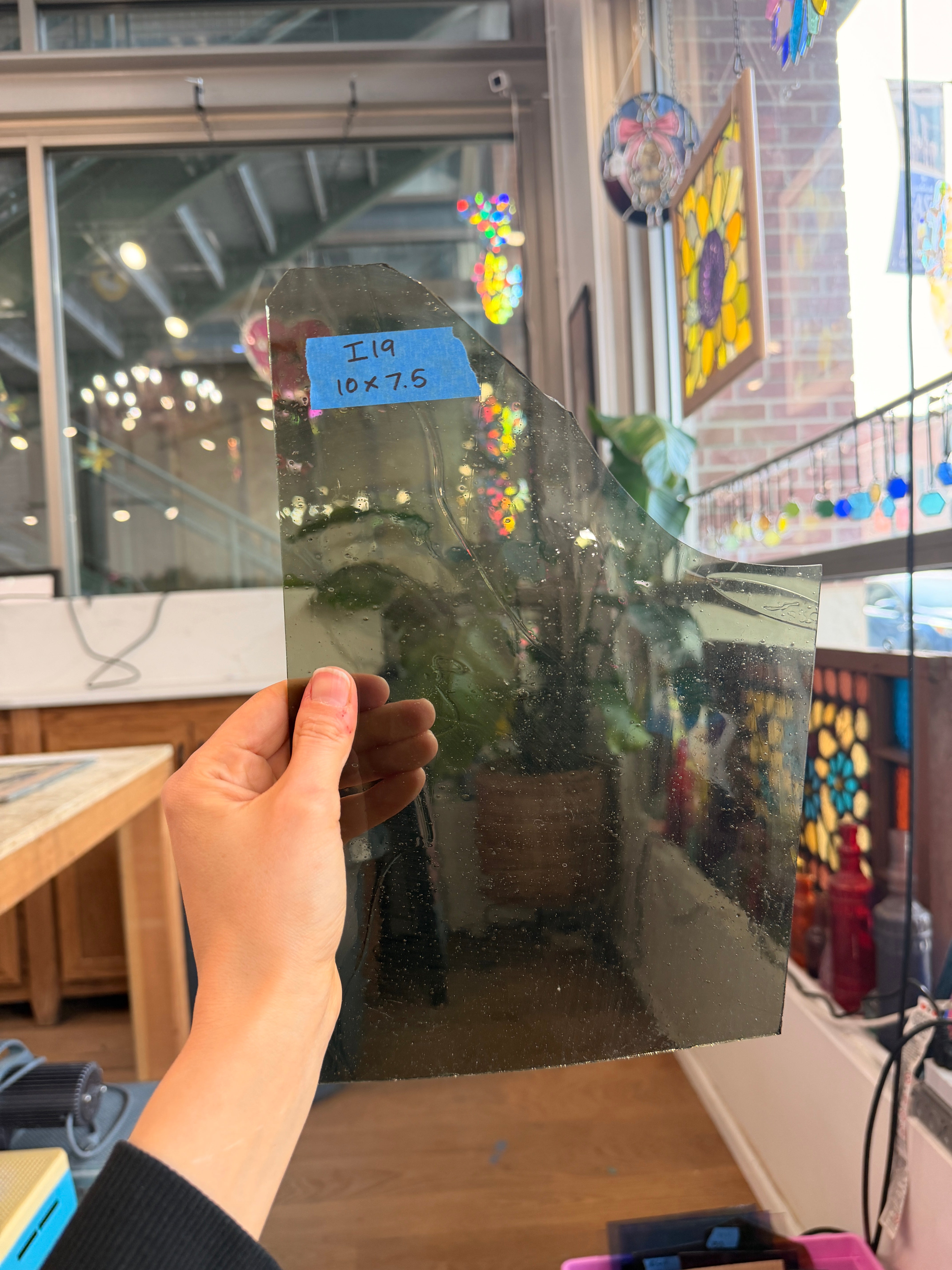 Light Sage Green Transparent Mouthblown Sheet Glass Colorado Glassworks 10x7.5in (LA-83563053)