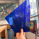 Dark Blue on Clear Flashed Transparent Mouth Blown Sheet Glass Colorado Glassworks