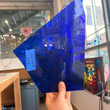 Dark Blue on Clear Flashed Transparent Mouth Blown Sheet Glass Colorado Glassworks