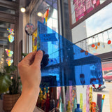 Transparent Blue Mouth Blown Lamberts Sheet Glass Colorado Glassworks