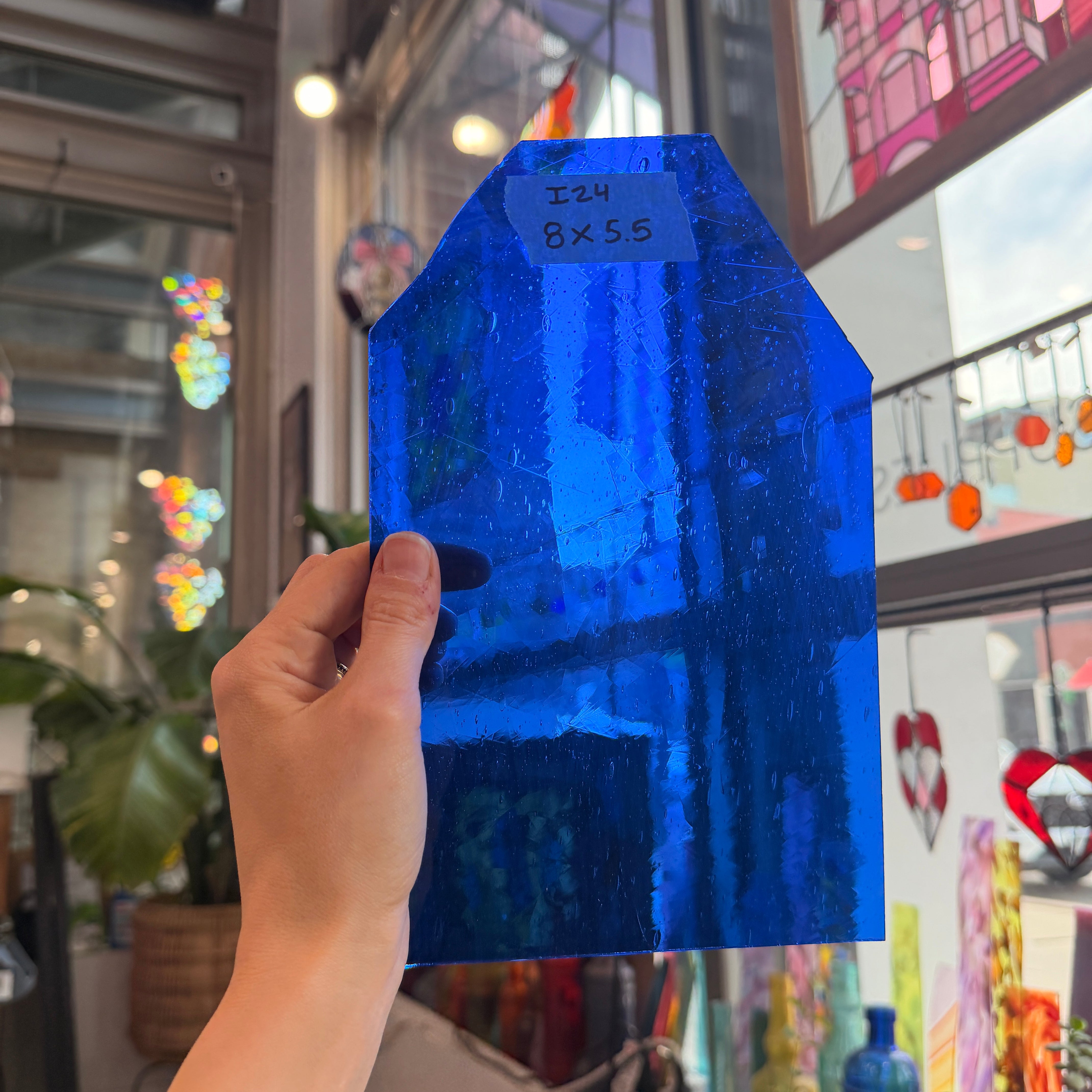 Blue Vintage Moutblown Desag Antique Sheet Glass Colorado Glassworks