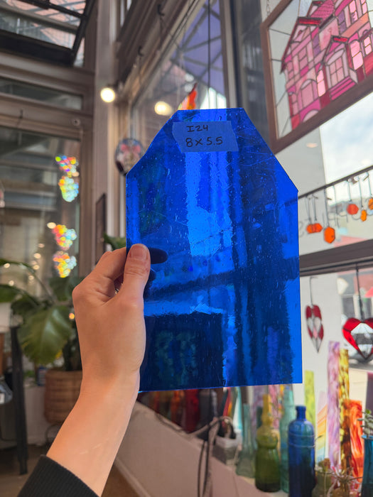 Blue Vintage Moutblown Desag Antique Sheet Glass Colorado Glassworks