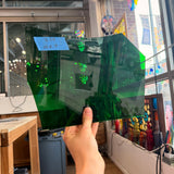 Dark Green on Clear Mouthblown Flash Glass Sheet Glass Colorado Glassworks