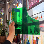 Dark Green on Clear Mouthblown Flash Glass Sheet Glass Colorado Glassworks 9.5x7.5in (UNK-71402797)
