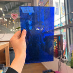 Mouthblown Blue on Clear Flash Glass Sheet Glass Colorado Glassworks