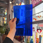 Mouthblown Blue on Clear Flash Glass Sheet Glass Colorado Glassworks