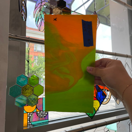 Lime Green Neon Orange Bullseye 90 COE Sheet Glass Colorado Glass Works