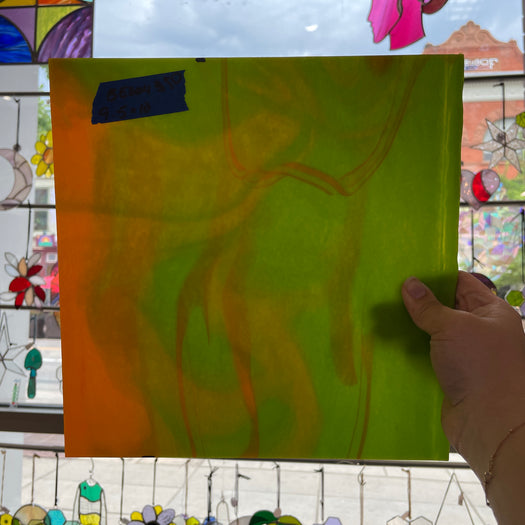 Lime Green Neon Orange Bullseye 90 COE Sheet Glass Colorado Glass Works