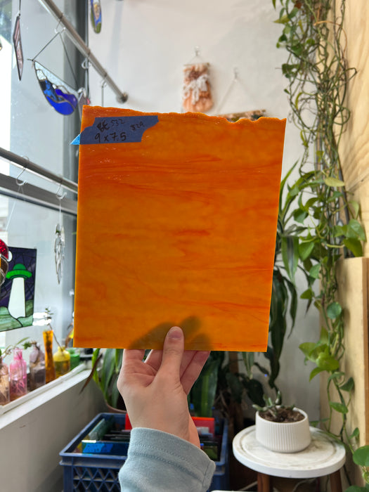 Yellow Orange Hammered Opaque Bullseye Sheet Glass Colorado Glassworks