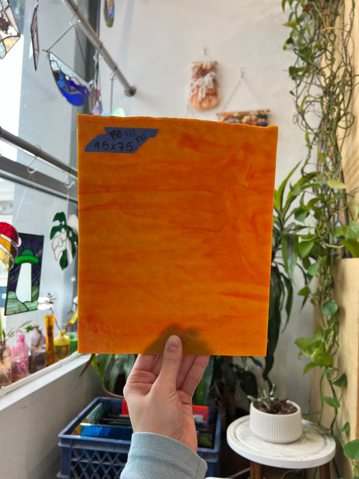Yellow Orange Hammered Opaque Bullseye Sheet Glass Colorado Glassworks