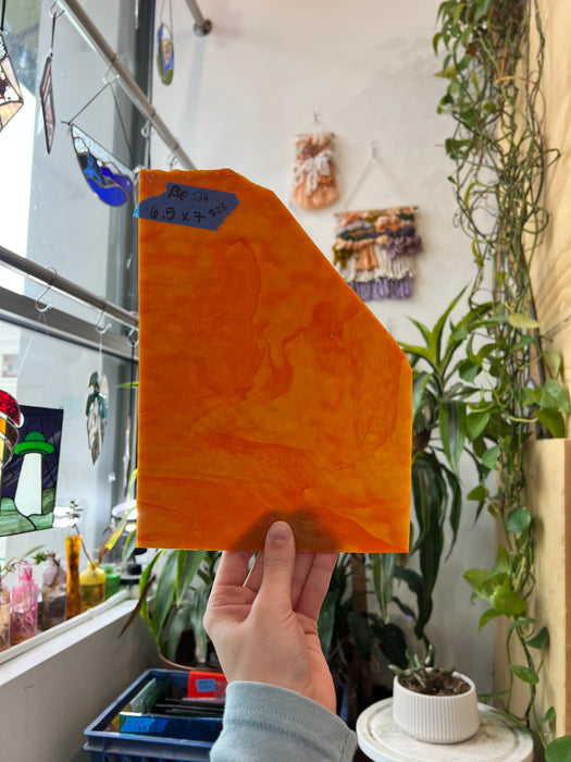 Yellow Orange Hammered Opaque Bullseye Sheet Glass Colorado Glassworks