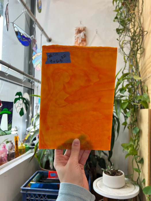 Yellow Orange Hammered Opaque Bullseye Sheet Glass Colorado Glassworks