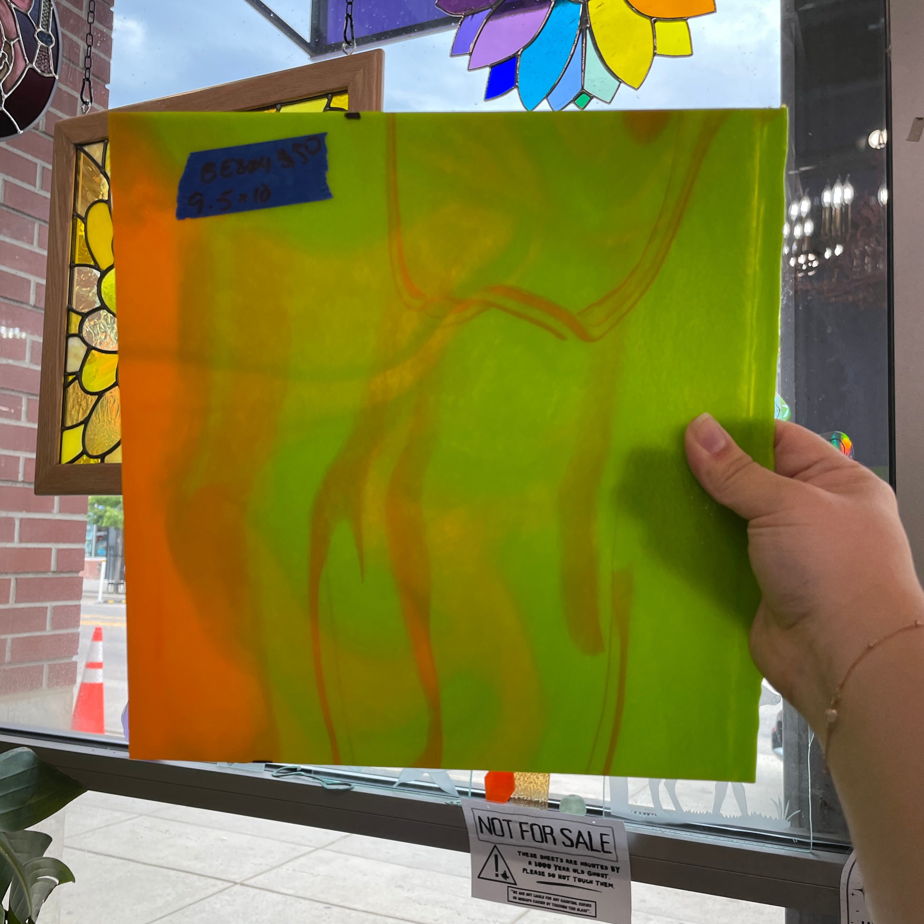 Lime Green Neon Orange Bullseye 90 COE Sheet Glass Colorado Glass Works
