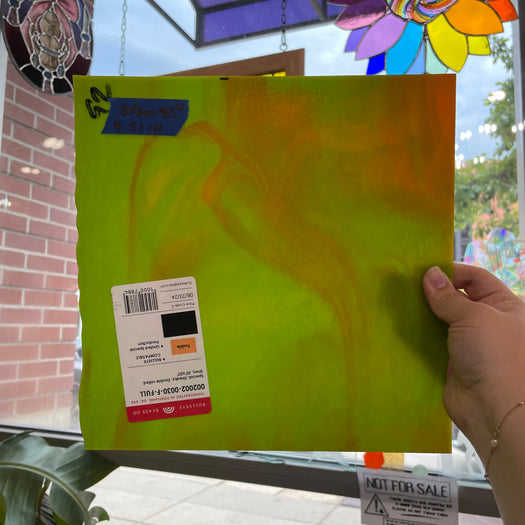Lime Green Neon Orange Bullseye 90 COE Sheet Glass Colorado Glass Works