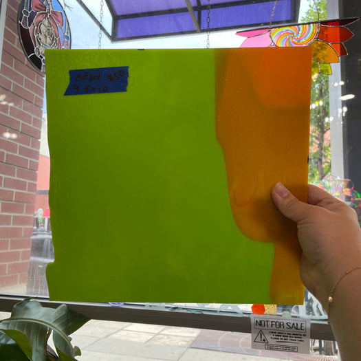 Lime Green Neon Orange Bullseye 90 COE Sheet Glass Colorado Glass Works