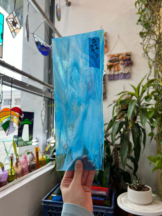 Blue White Clear Cloud Mix Fusible 90 COE Bullseye Sheet Glass Bullseye