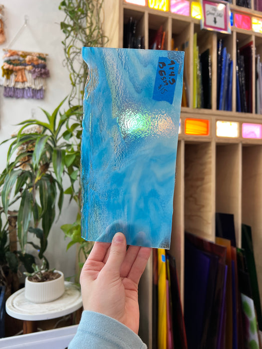 Blue White Clear Cloud Mix Fusible 90 COE Bullseye Sheet Glass Bullseye BE539 (9x4.5in)