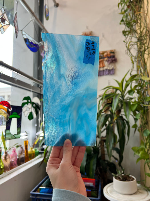 Blue White Clear Cloud Mix Fusible 90 COE Bullseye Sheet Glass Bullseye