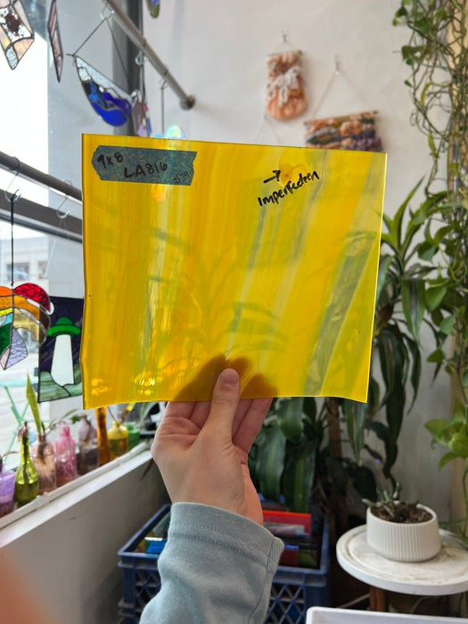 Orange Yellow Wispy Lamberts Mouthblown Glass Sheet Glass Colorado Glassworks
