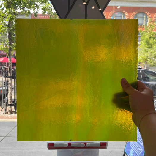 Slime Green Iridescent Youghiogheny Sheet Glass Colorado Glassworks