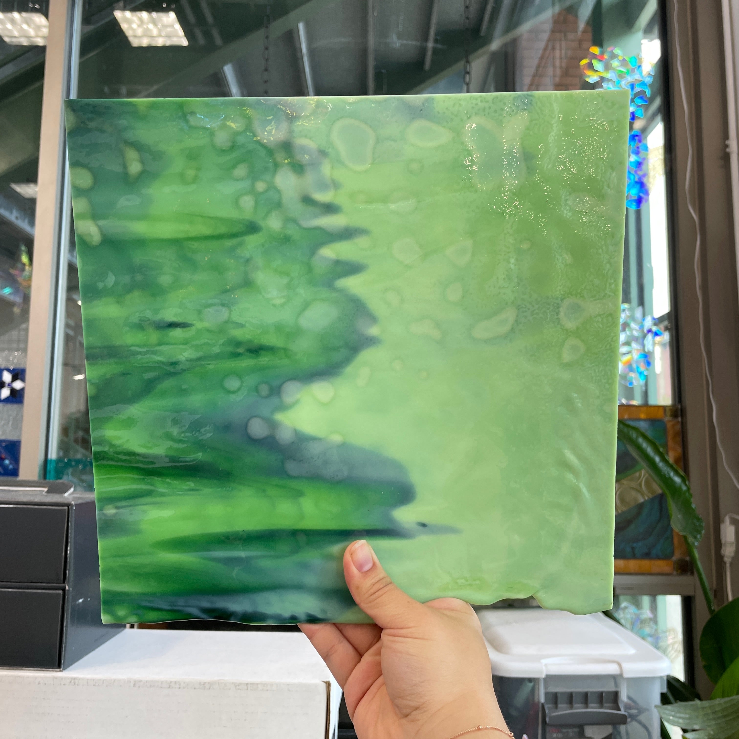 Celery Green Bullseye Sheet Glass Colorado Glassworks