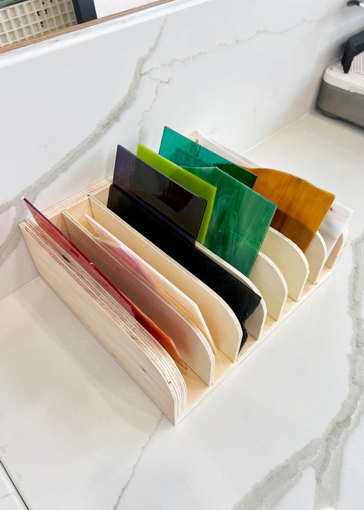 NEW! Made-To-Order Stained Scrap Glass Storage Shelf (variety of sizes) Tools Colorado Glassworks