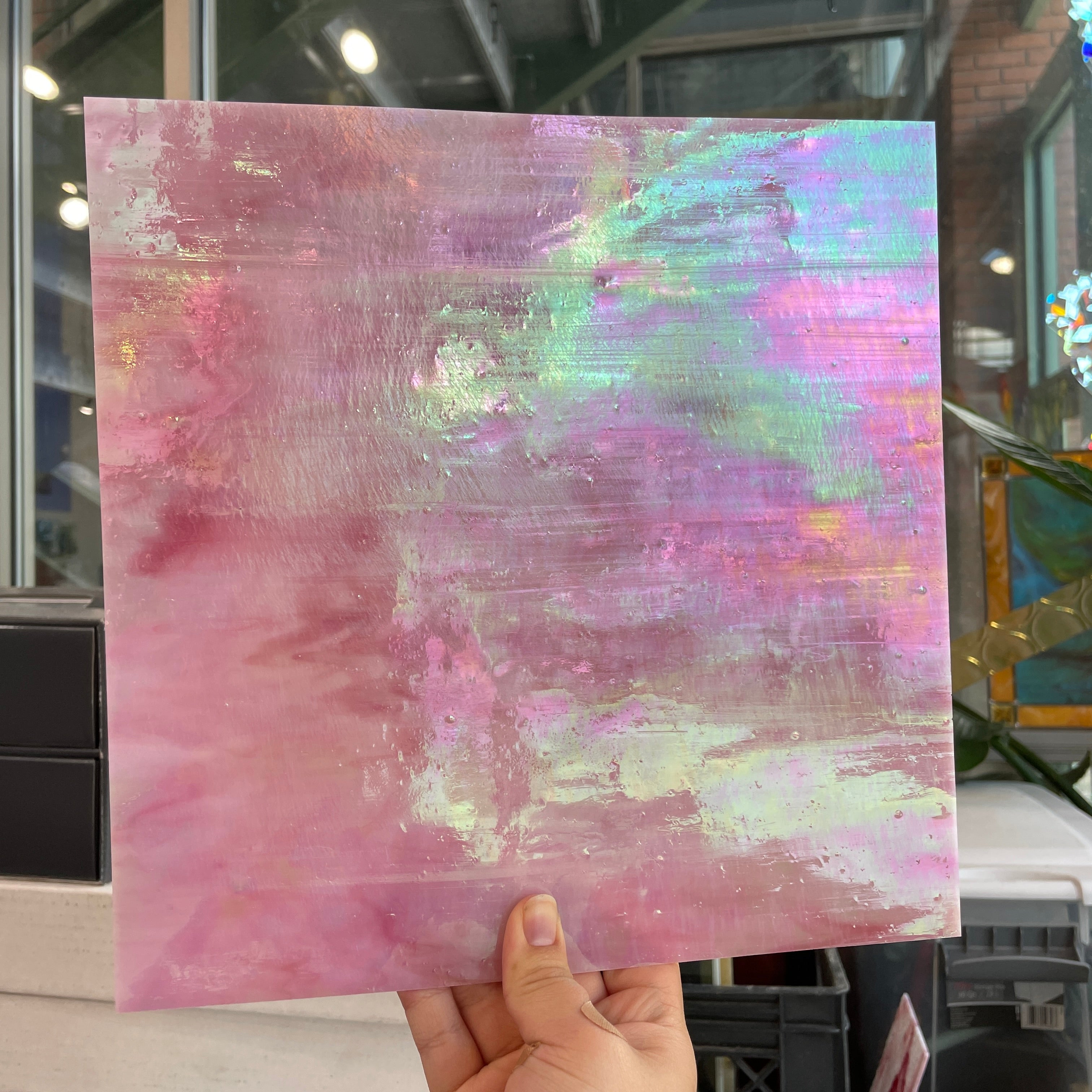 Pink Opaque Iridescent Choice (CHG 9002IR) Colorado Glassworks CH-PINK-I-2 (10x10in)