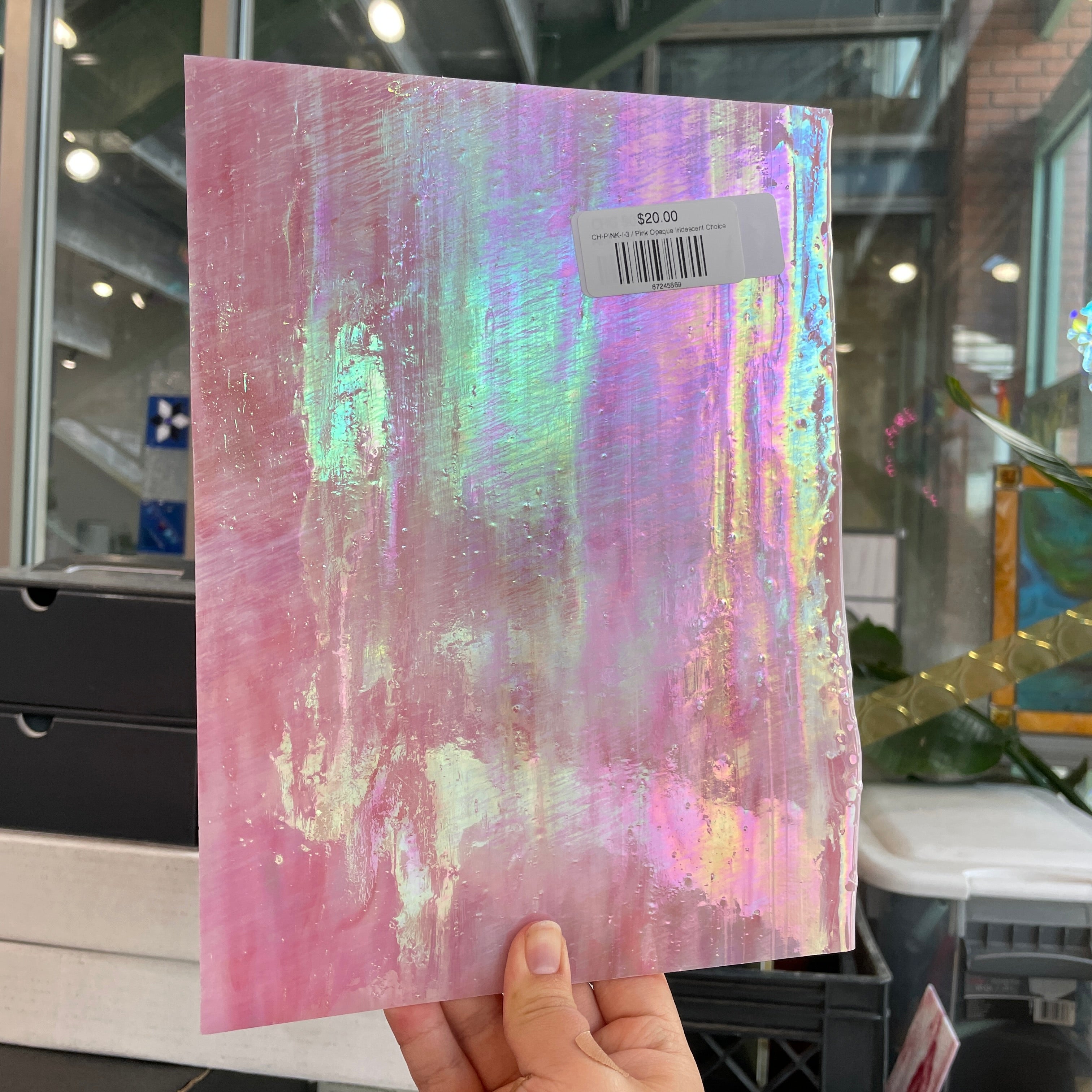 Pink Opaque Iridescent Choice (CHG 9002IR) Colorado Glassworks CH-PINK-I-3 (10x7in)