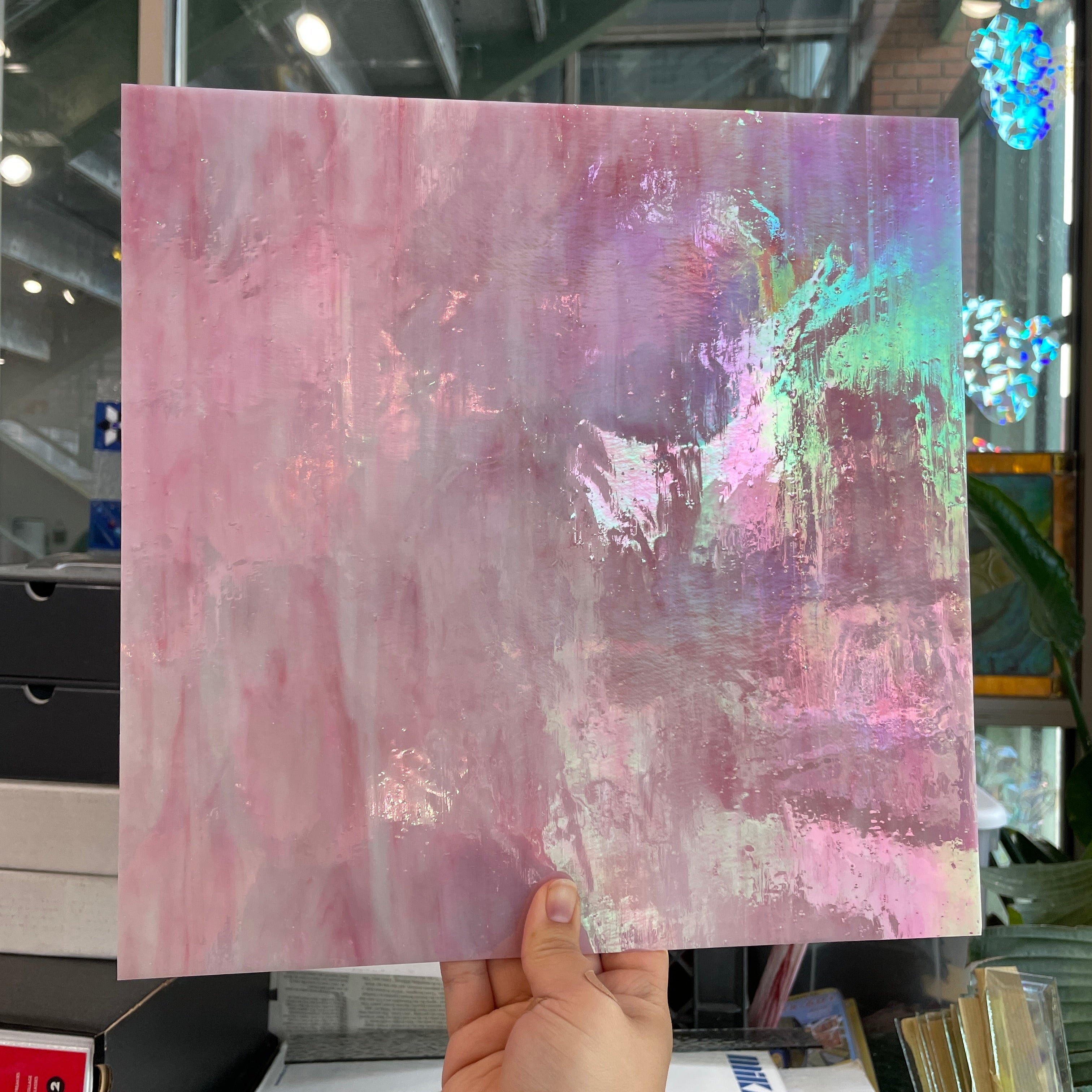 Pink Opaque Iridescent Choice (CHG 9002IR) Colorado Glassworks CH-PINK-I-1 (12x12in)
