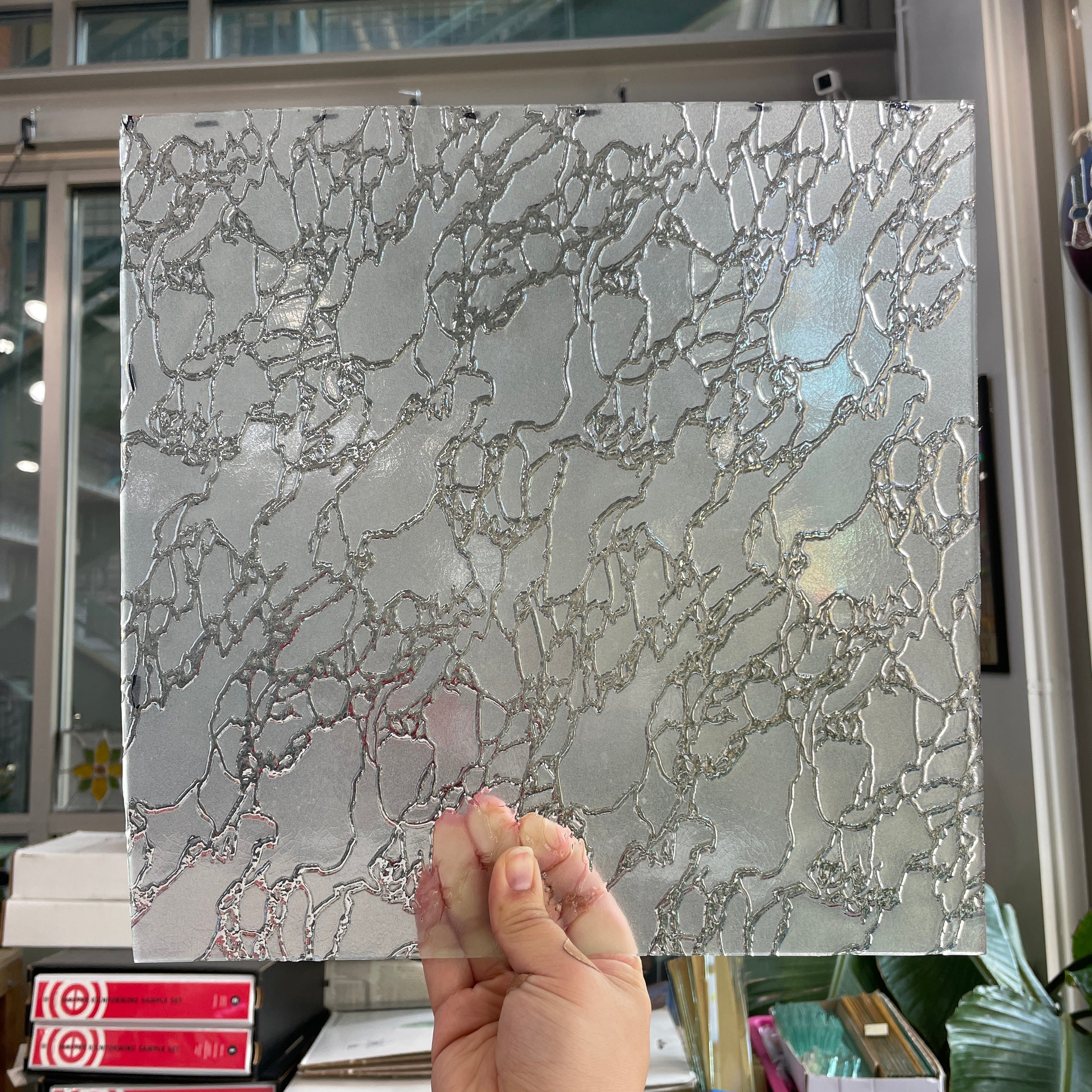 Frosted Crackle Clear (IM 400F) Sheet Glass Colorado Glassworks FROST-CRACKLE-1 (12x12in)