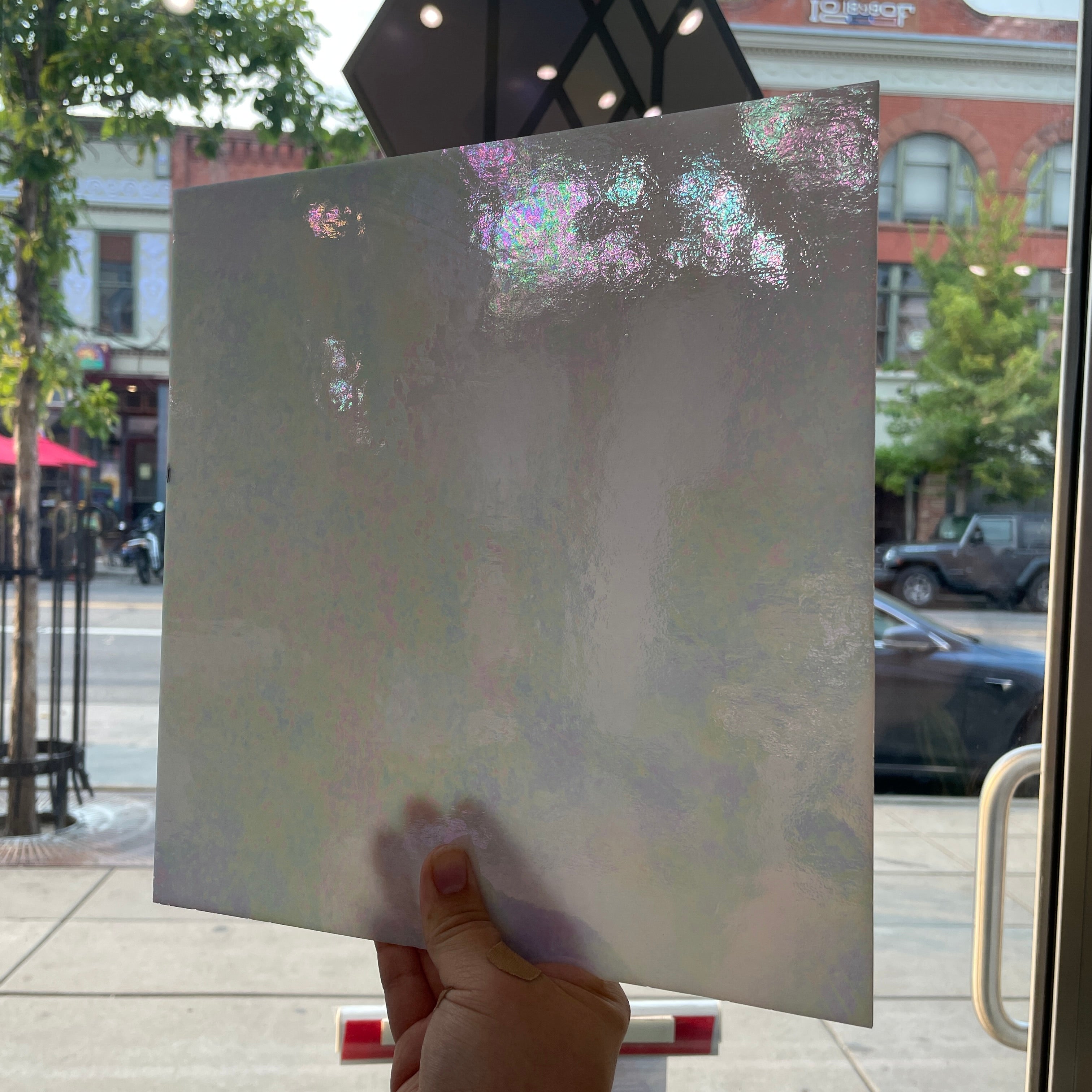 White Opaque Iridescent Wissmach (96 03 LUM) Sheet Glass Unknown