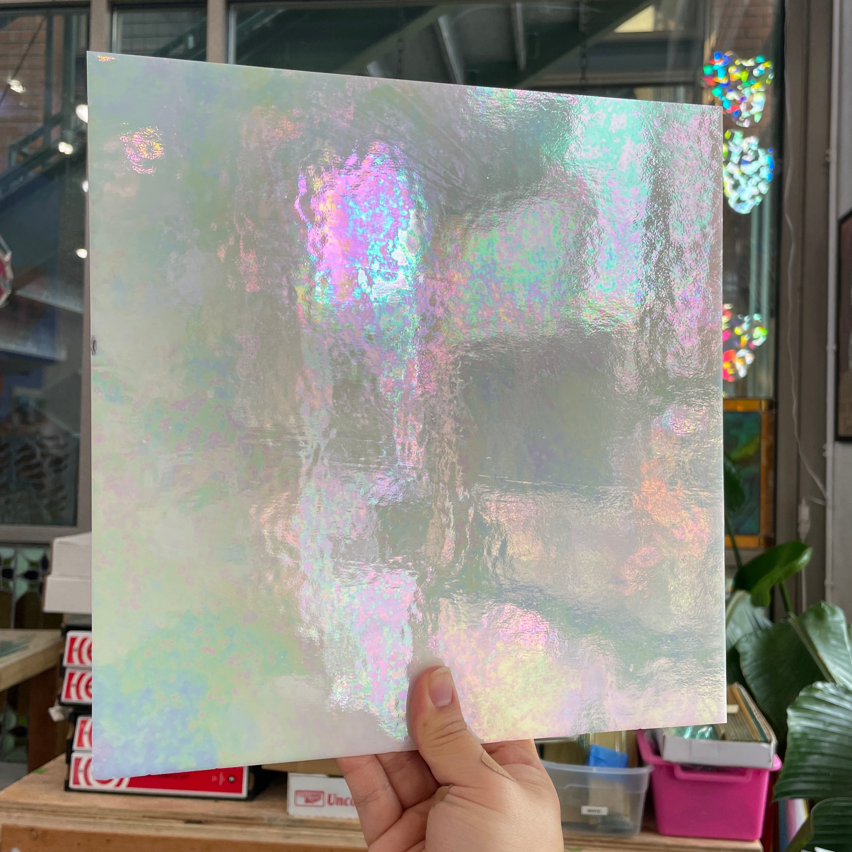 White Opaque Iridescent Wissmach (96 03 LUM) Sheet Glass Unknown WM-WHITE-I-2 (10x10in)
