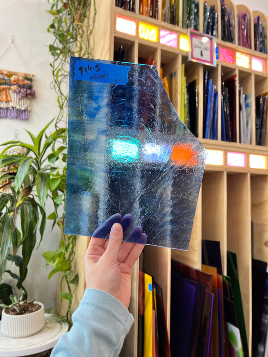 Clear Blue Wispy Kokomo Sheet Glass Kokomo
