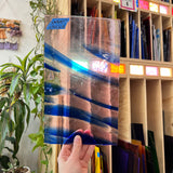 Lamberts Mouth Blown Goldpink (Pink) & Blue on Clear S31 Sheet Glass Colorado Glass Works LA819 (11.5x6.5in)