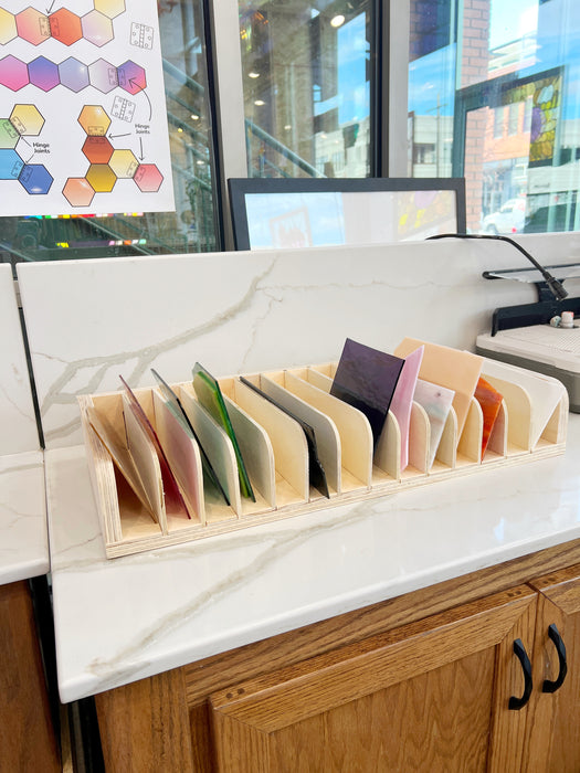 NEW! Made-To-Order Stained Scrap Glass Storage Shelf (variety of sizes) Tools Colorado Glassworks