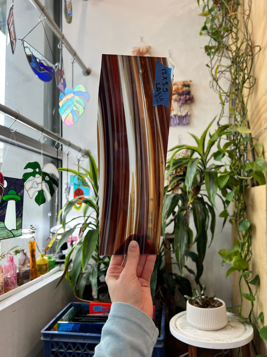Brown/Selenium Red Lamberts Mouth Blown Sheet Glass Colorado Glassworks