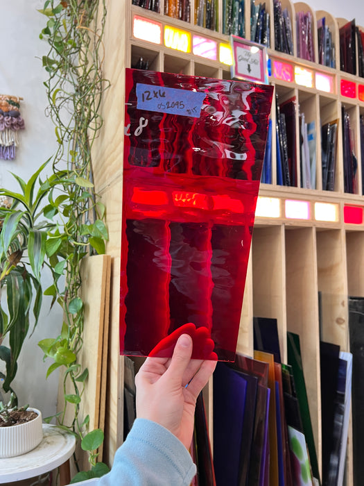 Red Transparent Waterglass Oceanside Sheet Glass Colorado Glassworks