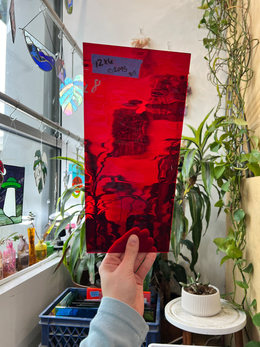 Red Transparent Waterglass Oceanside Sheet Glass Colorado Glassworks