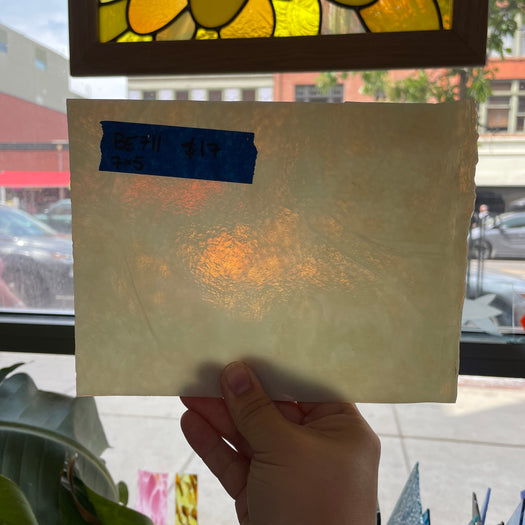 Cream Semi-Opaque Bullseye Sheet Glass Colorado Glassworks