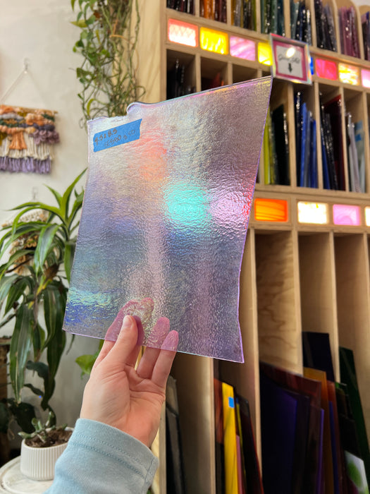 Light Purple / Neolavender Iridescent Purple Fusible 90 COE Sheet Glass Colorado Glassworks
