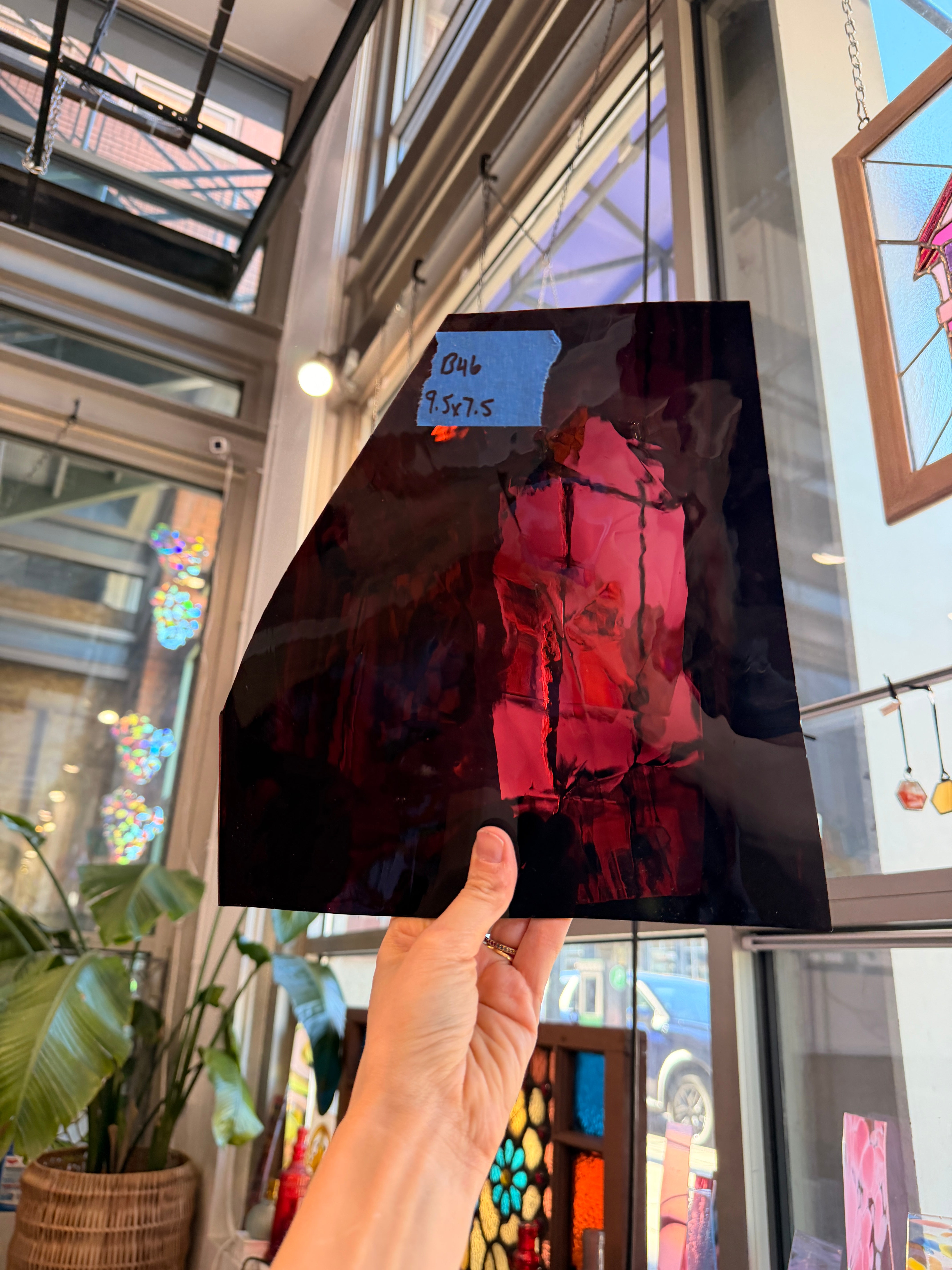 Dark Wine Red Mouth Blown Fremont Sheet Glass Colorado Glassworks