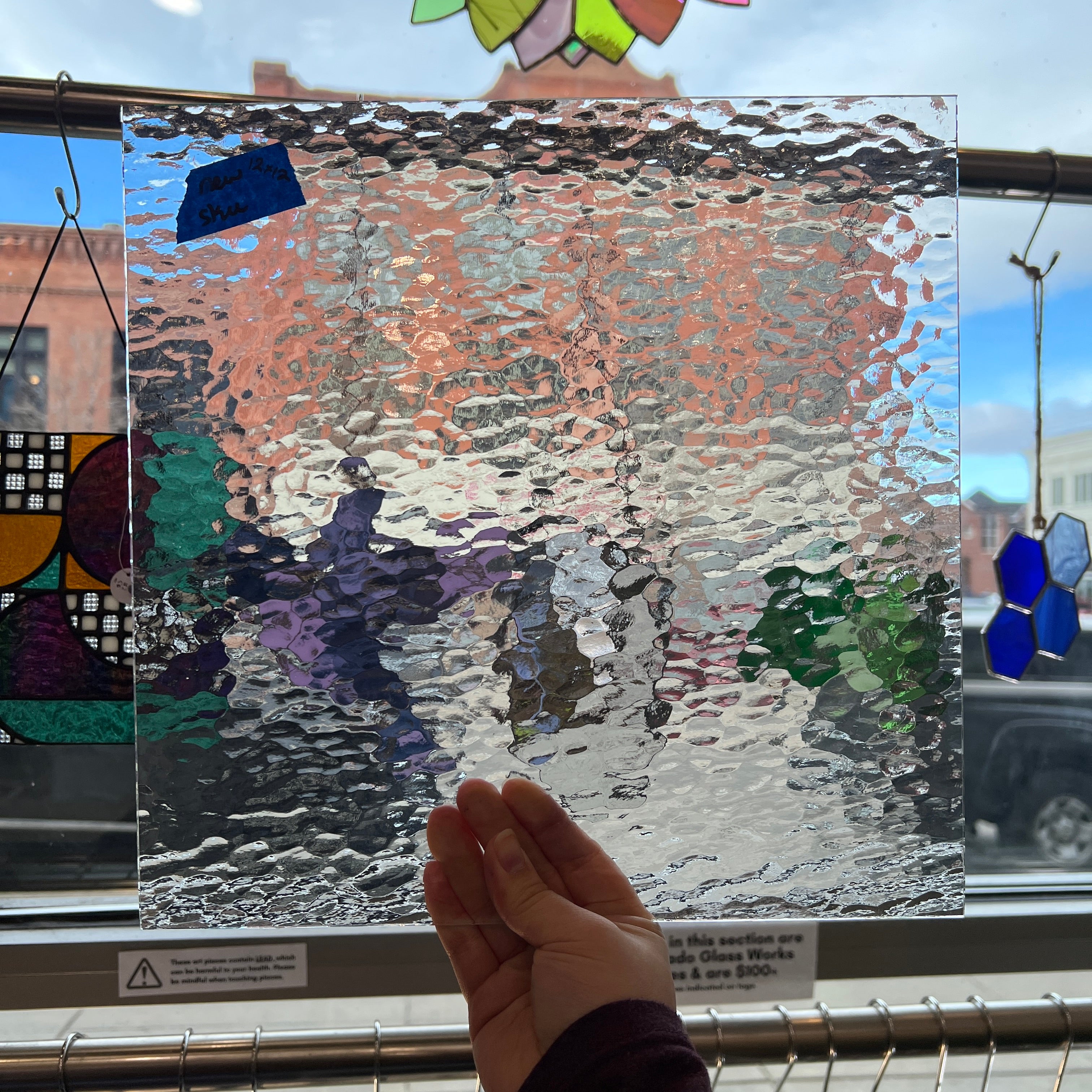 Clear Hammered Oceanside Fusible 96 COE Sheet Glass Colorado Glass Works